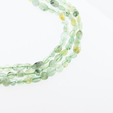 Tourmalinated Prehnite, Natural, C Grade, Pebble Bead, Light Green, 37-39 cm/strand, about 5x6-7x10, 10x12-12x14 mm