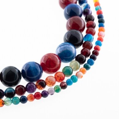 Fire Crackle Agate, Natural, Dyed, Round Bead, Dark Mixed Colors, 37-39 cm/strand, 4, 6, 8, 10, 12, 14 mm