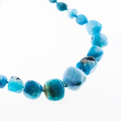 Fire Crackle Agate, Natural, Dyed, Graduated Nugget Bead, Sky Blue, 37-39 cm/strand, about 11x13-26x28 mm