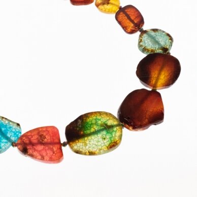 Fire Crackle Agate, Natural, Dyed, Graduated Slice Bead, Mixed Colors, 37-39 cm/strand, about 15x22-35x38 mm