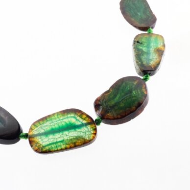 Fire Crackle Agate, Natural, Dyed, Graduated Slice Bead, Green, 37-39 cm/strand, about 15x22-35x38 mm