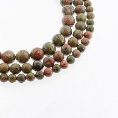 Unakite, Natural, B Grade, Round Bead, Green-Terracotta, 37-39 cm/strand, 4, 6, 8, 10, 12 mm