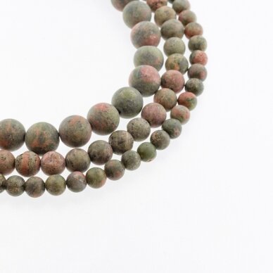 Unakite, Natural, B Grade, Matte Round Bead, Green-Terracotta, 37-39 cm/strand, 4, 6, 8, 10, 12 mm