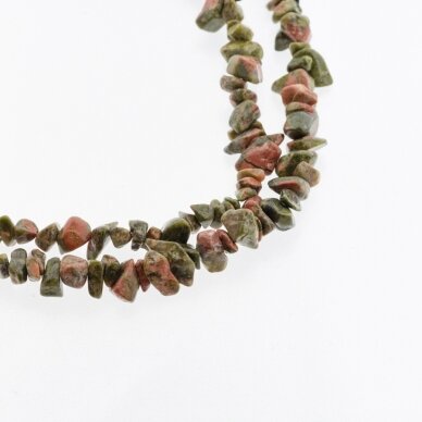 Unakite, Natural, B Grade, Chip Bead, Green-Terracotta, 80-83 cm/strand, about 5-8 mm