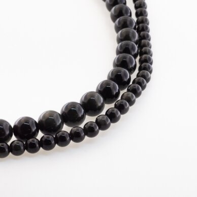 Rainbow Obsidian, Natural, B Grade, Round Bead, Iridescent Black, 37-39 cm/strand, 4, 6, 8, 10, 12 mm