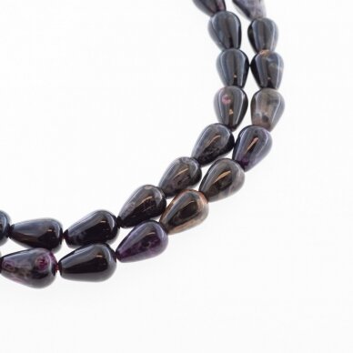 Water Patterned Agate, Natural, Dyed, Teardrop Bead, Black-Multicolor, 37-39 cm/strand, 8x12, 10x30 mm