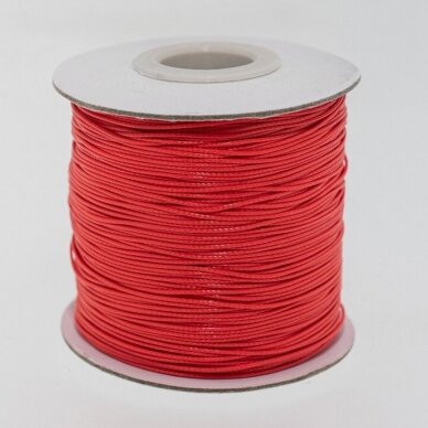 Waxed polyester cord, #01 red, about 180-meter/spool, 0.5 mm