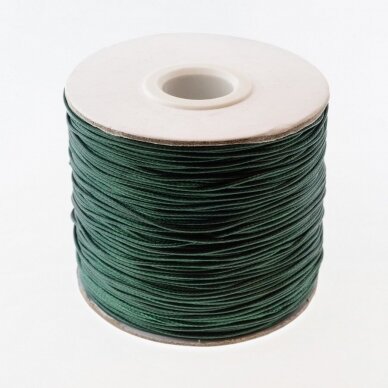 Waxed polyester cord, #04 dark green, about 180-meter/spool, 0.8 mm