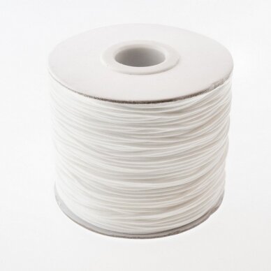 Waxed polyester cord, #06 white, about 180-meter/spool, 0.8 mm