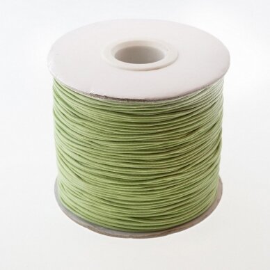 Waxed polyester cord, #20 light olive green, about 180-meter/spool, 1.0 mm