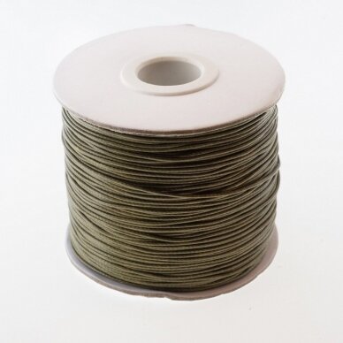 Waxed polyester cord, #25 olive green, about 180-meter/spool, 1.0 mm