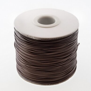 Waxed polyester cord, #30 dark brown, about 180-meter/spool, 0.8 mm