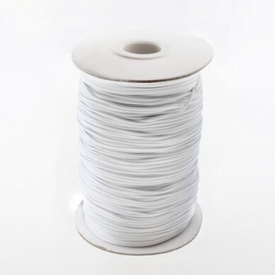 Waxed polyester cord, #32 silver white, about 180-meter/spool, 1.0 mm