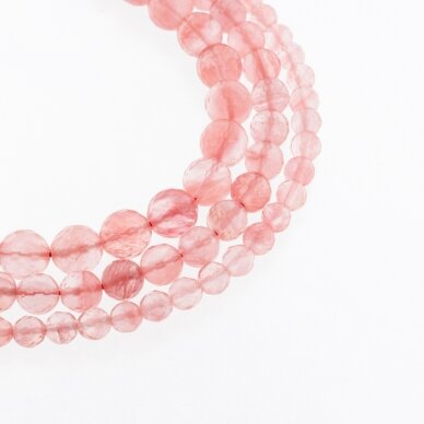 Cherry Quartz Glass, Faceted Round Bead, Red, 37-39 cm/strand, 4, 6, 8, 10, 12 mm