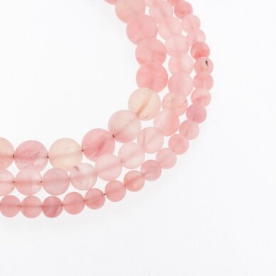 Cherry Quartz Glass, Matte Round Bead, Red, 37-39 cm/strand, 4, 6, 8, 10, 12 mm