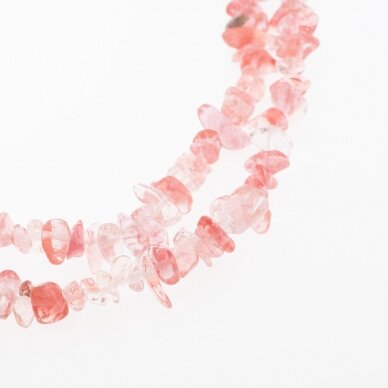 Cherry Quartz Glass, Chip Bead, Red, 80-83 cm/strand, about 5-8 mm