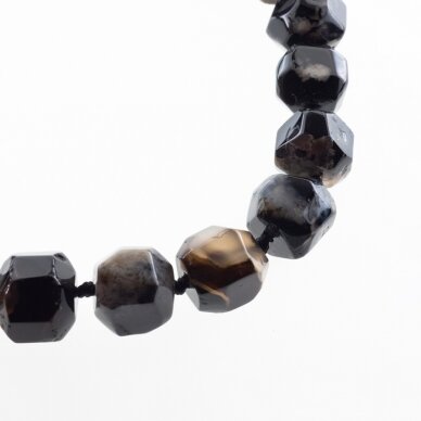 Cherry Blossom Agate, Natural, B Grade, Dyed, Faceted Hand-cut Round Bead, Black, 37-39 cm/strand, about 14 mm