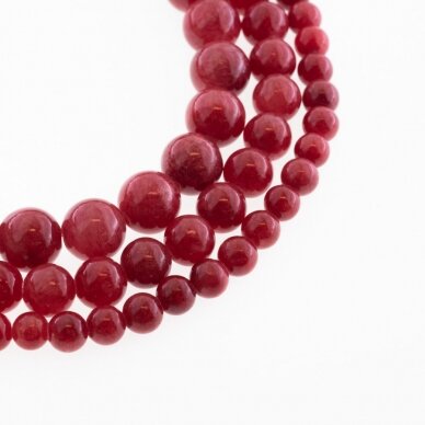 Mountain Jade (Dolomitic Marble), Natural, Dyed, Round Bead, #Y19 Cranberry Red, 37-39 cm/strand, 6, 8, 10, 12 mm