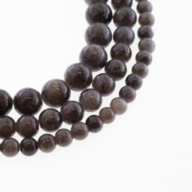 Mountain Jade (Dolomitic Marble), Natural, Dyed, Round Bead, #Y23 Dark Grey, 37-39 cm/strand, 6, 8, 10, 12 mm