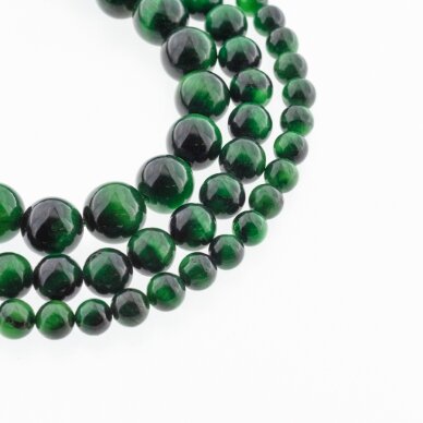 Green Tigereye, Natural, B Grade, Dyed, Round Bead, 37-39 cm/strand, 6, 8, 10, 12 mm