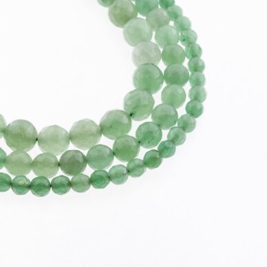 Green Aventurine, Natural, B Grade, Faceted Round Bead, 37-39 cm/strand, 4, 6, 8, 10, 12 mm