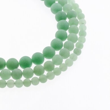 Green Aventurine, Natural, B Grade, Matte Round Bead, 37-39 cm/strand, 4, 6, 8, 10, 12 mm