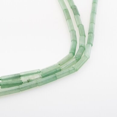 Green Aventurine, Natural, B Grade, Tube Bead, 37-39 cm/strand, 4x13 mm