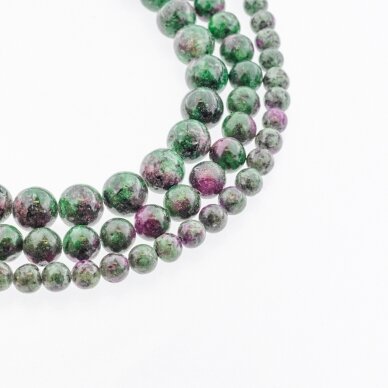 Ruby in Zoisite, Imitation, B Grade, Round Bead, Green-Pink, 37-39 cm/strand, 4, 6, 8, 10, 12, 14 mm