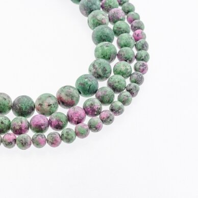 Ruby in Zoisite, Imitation, B Grade, Matte Round Bead, Green-Pink, 37-39 cm/strand, 4, 6, 8, 10, 12 mm