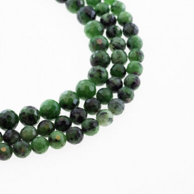 Ruby in Zoisite/Anyolite, Natural, B Grade, Faceted Round Bead, Green-Pink, 37-39 cm/strand, 4, 6, 8, 10 mm