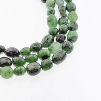 Ruby in Zoisite/Anyolite, Natural, C Grade, Pebble Bead, Green-Pink, 37-39 cm/strand, about 6x8-8x10, 10x12-12x14 mm